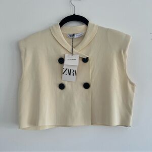 NWT Zara Limited Edition Cream Sleeveless Knit Top Womens S